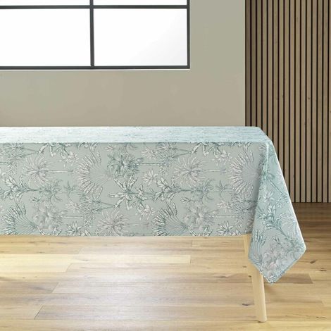 Nappe rectangle 145 x 240 cm polyester imprime canarie Sauge (1/4)