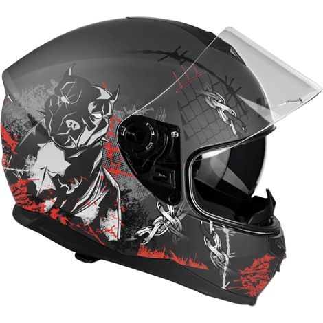 LAZER VERTIGO EVO Pitbull Motorradhelm (Grau - Weiß) XL