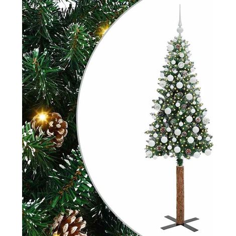 Sapin de Noël vert et élancé, 180 cm, en PVC et bois de pin massif. (1/5)