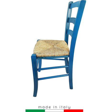 Sedia Venezia Color Blu legno colorata terrazza giardino bar ristorante agriturismo albergo rustica paglia esterno