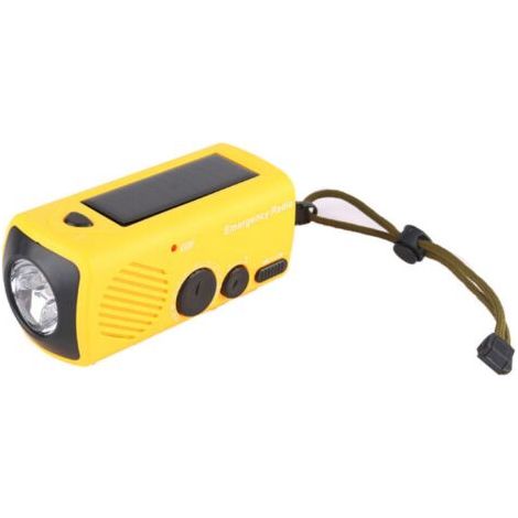 Radio jaune, 12,85,95,8 cm, chargeur de téléphone d'urgence, lampe torche, générateur à manivelle d'extérieur. (1/5)