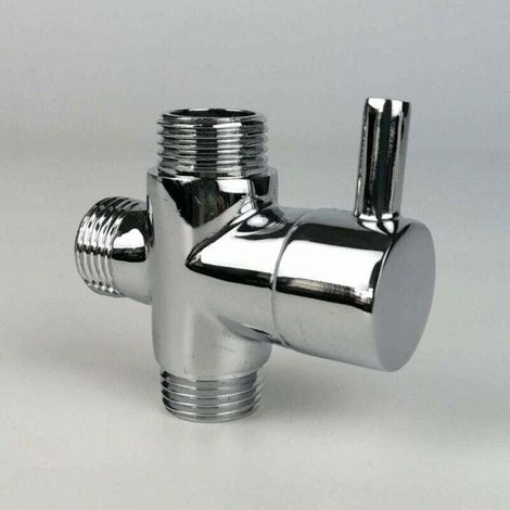 Vanne de dérivation, mâle G1/2 Robinet en laiton T adaptateur Chrome salle de bain douche robinet accessoires inverseur d'eau 3 voies vanne de remplissage mâle (1/5)