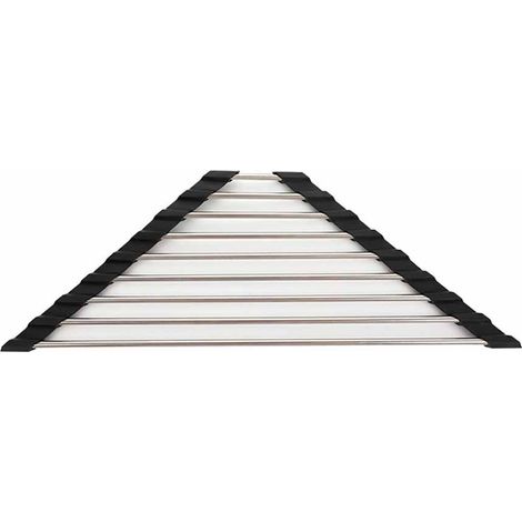 Égouttoir Triangulaire Enroulable - Cadre Acier Inoxydable Recouvert Silicone - Pour Coin D'évier - 1 Pièce (1/5)