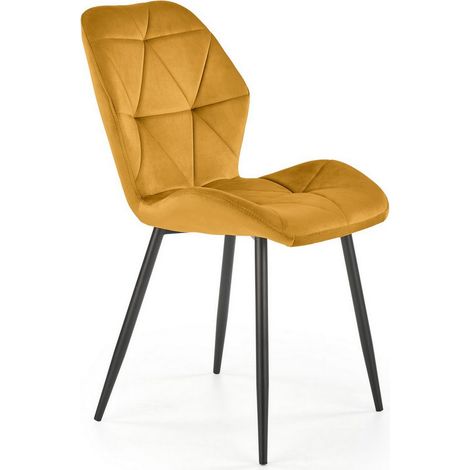 Chaise contemporaine en velours jaune STELLA (1/5)
