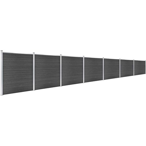 Clôture WPC/Ensemble de Panneau de Clôture,Barrière de jardin 1218x186 cm Noir -88017 (1/5)
