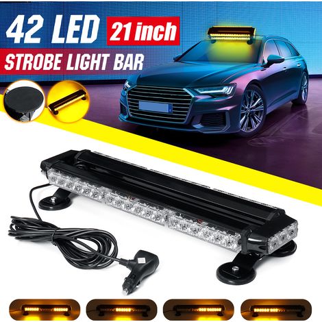 12V 21 '' 42 LED Barra de emergencia de baliza ámbar Flash automático universal magnético
