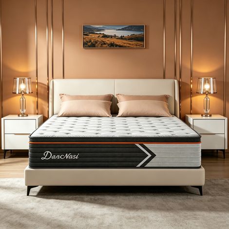 Matelas 90x190 cm,Épaisseur 26 cm Matelas Hybride en Mousse à mémoire de Forme à Ressorts ensachés,Durable et Doux pour la Peau, Durable et Respirant