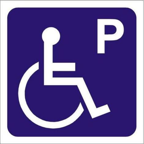 Panneau Parking Handicapés - 20 x 20 cm - PVC Rigi - Blanc - Extérieur - 1 Pièce