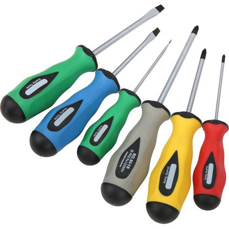 Ensemble de 6 tournevis de service en acier allié avec poignée ergonomique - kit de tournevis d'entretien (1/5)