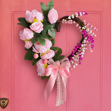 Guirlande Cœur - Guirlande Porte Extérieure Décoration Jour Des Amoureux - 35 cm - Pour Intérieur Ou Extérieur Couvert (1/5)