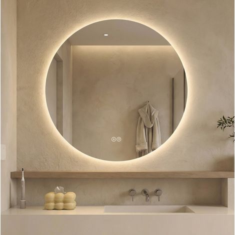 Runder LED-Badspiegel 70 cm, dimmbar, beschlagfrei, 3 Lichtfarben OKWISH (1/5)