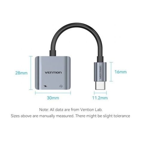 Conversor USB Tipo-C Vention BGZHA/ USB Tipo-C Macho - 2x USB Tipo-C Hembra (Audio y Carga) (1/2)