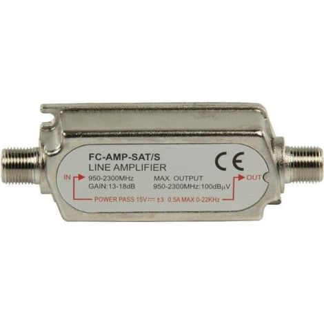 Amplificateur satellite - KONIG - 13-18 dB - 950-2300 MHz - Sortie max 100 dBuV - Correction de pente