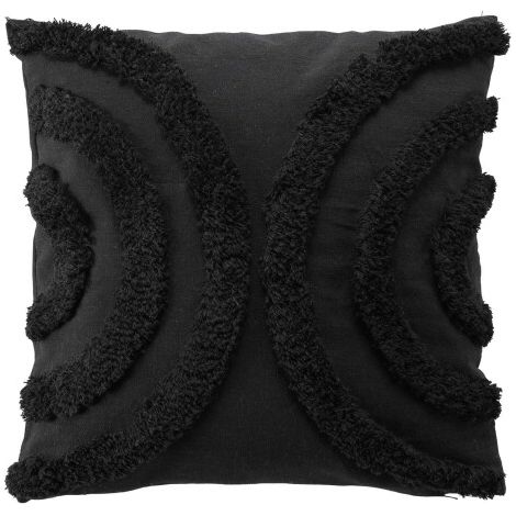 Coussin dehoussable 40 x 40 cm polycoton tufte Zita Noir (1/4)