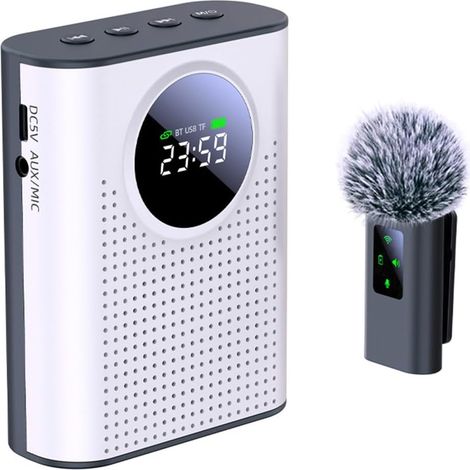 Amplificateur Vocal Avec Microphone Cravate Magnétique Sans Fil, Amplificateur Portable Avec Microphone Sans Fil 2,4 GHz (1/5)