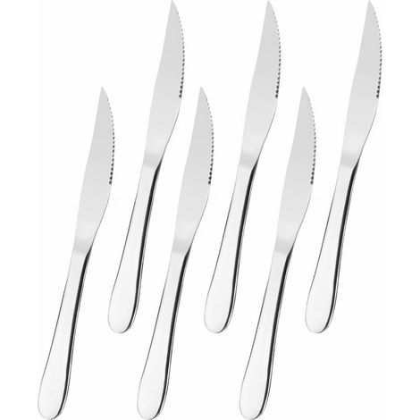 Lot de 6 couteaux à steak à pointe fine en acier inoxydable, tranchants et antirouille