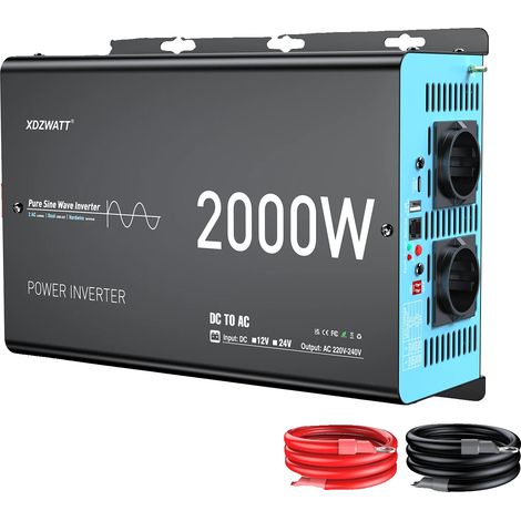 Inversor fiable de 2000 W, pantalla LCD, 12 V 2000 W (4000 W de pico) (1/2)