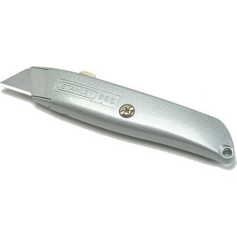 Stanley – Couteau rétractable 99E – Corps en alliage de zinc – Système de blocage Interlock – 5 positions de lame – 3 lames de rechange