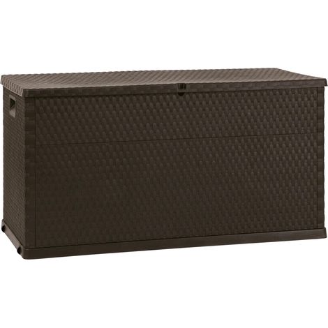 Toomax Multibox Rattan baule da 420L in plastica resistente effetto rattan, colore marrone, resistente ai raggi UV, dotato di foro per lucchetto, ideale per interni ed esterni