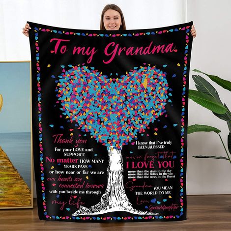 Couverture En Flanelle - 76 X 102 Cm - Pour Grand-Mère - Idéale Pour Noël Anniversaire Action De Grâce - 1 Pièce (1/5)