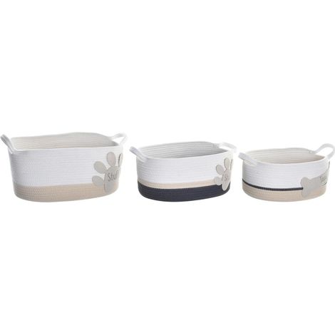 Cesti - Set di 3 - Legno bianco, grigio, crema - 60 x 31 x 25 cm - Durevoli e versatili (1/3)