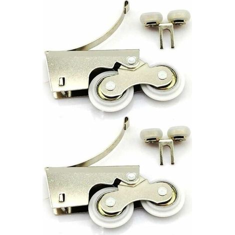 Poulie silencieuse en acier inoxydable – 2 roulettes en nylon – Pour rail de porte coulissante – Charge max 100kg (1/4)