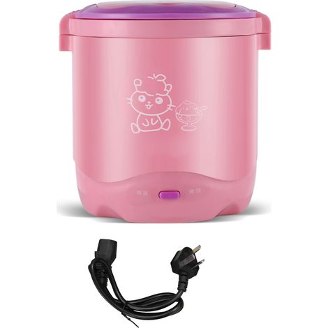 Mini cuiseur à grains 1,2L portable voyage cuiseur à riz multifonction soupes ragoûts flocons d'avoine rose 1‑60 pièces (1/5)