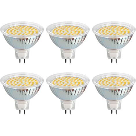 GU5.3 LED-Leuchtmittel, 12 V, 3 W, Warmweiß 6000 K, Ø 50 mm, GU5.3 30 W-Äquivalent, 300 lm, AC/DC 12 V, MR16 GU5.3 LED-Einbaustrahler für Garten/Eingang/Terrasse im Freien, nicht dimmbar, 6er-Set [Ene