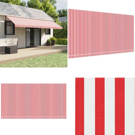 Tissu de remplacement pour auvent rayures rouges et blanches - Auvent - Remplacement de toiture (1/5)