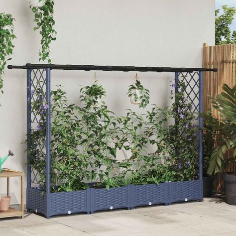 Teenpull – Hochbeet mit Rankgitter und Dach Grau 203 x 40 x 121 cm PP (1/5)