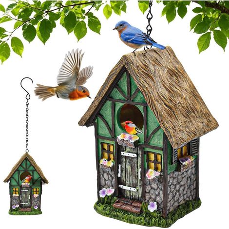 Harz Vogelhaus zum Aufhängen, wetterfest, für kleine Singvögel, Gartendeko