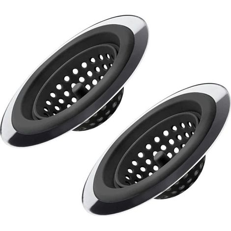 Set mit 2 flexiblen Spülbeckensieben aus Silikon und Edelstahl für Küchenspülen