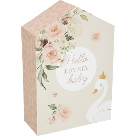 Coffret de naissance en bois Maison Cygne Rose - 30,5 cm - Idéal pour la décoration et les souvenirs de naissance - Livraison gratuite (1/6)