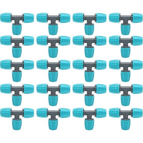 20 conectores de manguera en forma de T de PE de 16 mm, conectores para mangueras de riego de jardín, conectores en forma de T para riego de plantas de jardín y patio.