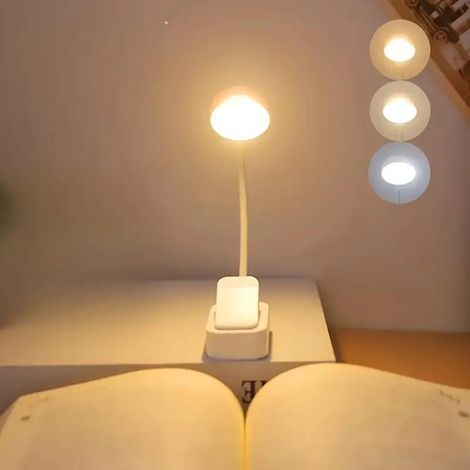 Lampada da lettura regolabile a 3 colori con collo d'oca flessibile a 360°, lampada da scrivania protettiva per gli occhi, ideale per camere da letto e studi. (1/4)