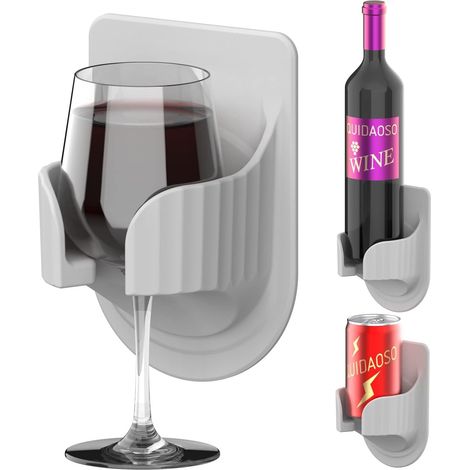 Porte-verre à vin, porte-boisson, porte-gobelet mural en silicone pour salle de bain/camping-car/camion, cadeau bière/vin/anniversaire. (1/3)