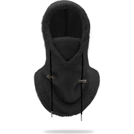 Cagoule polaire chaude 54 x 33 cm, écharpe, masque de ski d'hiver, cagoule chaude, bonnet ajustable et coupe-vent - Noir - Taille M (1/5)