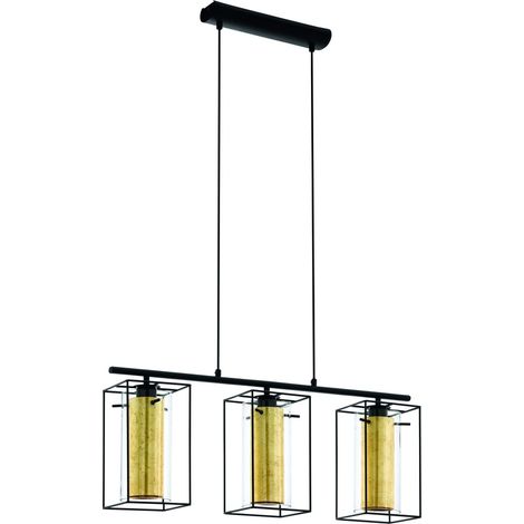 Lampe pendante à 3 lampes Loncino 1 noir avec or - 79455