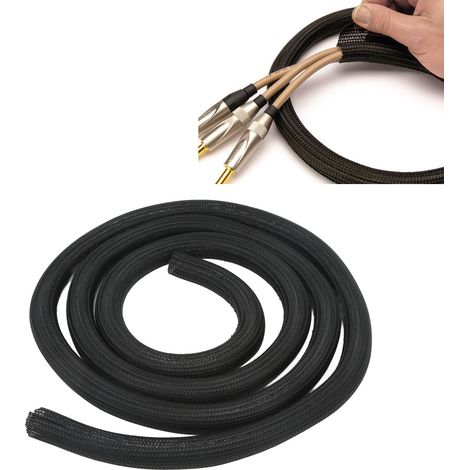 Gaine tressée pour câbles de camping-car et de bateau, type auto-enroulable, 25 mm, 3M, noire. (1/5)