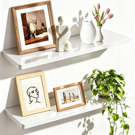 Etagere Murale Blanche, Etagere Flottante Murale en Acrylique (1/5)