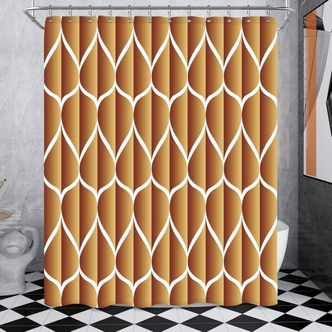Rideau de douche en tissu orange 183 x 183 cm Imperméable et polyester Séchage rapide Résistant Pour salle de bain Durable et lavable Avec 12 crochets métalliques (1/5)
