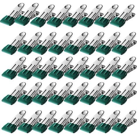 Packung mit 40 Befestigungsclips aus Edelstahl für oberirdische Poolabdeckungen, mit PVC-Beschichtung, für Winterabdeckungen, Handtücher und wasserdichte Tücher. (1/5)