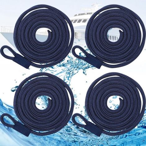 Lot de 4 amarres bateau 1,5 m x 6 mm, bleu foncé (1/5)