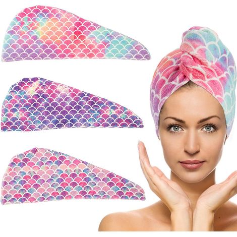 Serviette Cheveux Microfibre - Absorbante Rapide Séchage Cheveux Sans Frisottis Pour Cheveux Longs Épais - Lot de 3 (1/5)