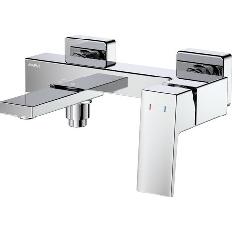 Avapax Robinet de baignoire mural - Chrome - Bec orientable - Commande de douche ergonomique - Laiton