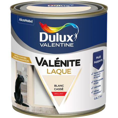 Dulux Valentine Peinture Laque Valénite Intérieur et Extérieur Multi-supports - Finition parfaite et lisse, Haute Résistance - Brillant Blanc Cassé 0,5 L