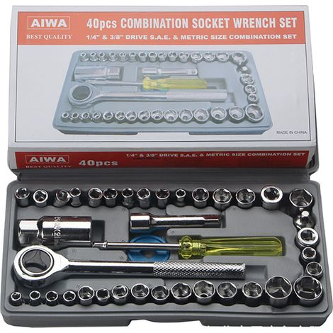 Jeu de 40 douilles à cliquet pour auto et moto, coffret d'outils combiné avec clés, sans échantillon, fabrication sur commande, exclusivité Mexique. (1/5)