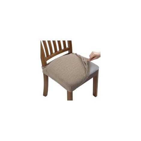 Set di 4 coprisedie da pranzo in jacquard elasticizzato, sfoderabili e lavabili (con cinghie posteriori) - Crezuo (1/4)
