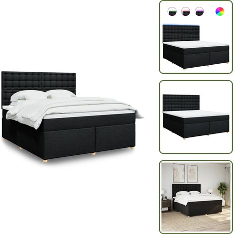 vidaXL Sommier à lattes de lit avec matelas Noir 180x200 cm Tissu (1/5)