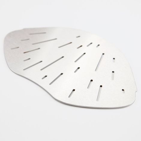 Tablette d'angle arrondi en inox brossé 2mm – Motif strié – Pour salle de bain – Installation facile dans joints de carrelage – Mat Inter